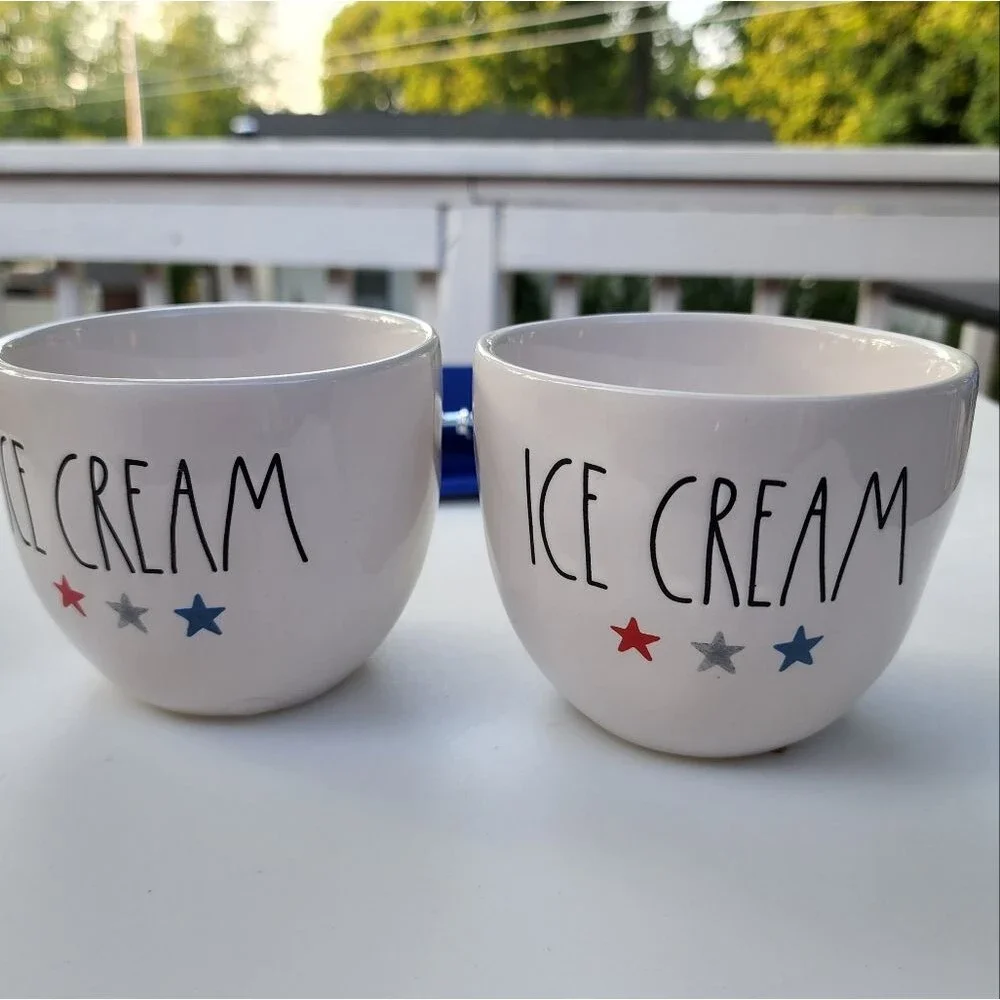 Rae Dunn Ice Cream Scoop And Two Ceramic Bowls Set‎ of Three pc